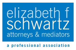 Logo of Elizabeth F. Schwartz, PA, which is a bright blue-colored horizontal rectangle with text which reads: elizabeth f schwartz, attorneys & mediators, a professional association.